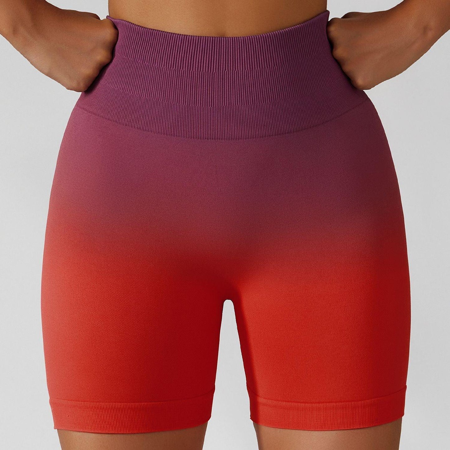 High-Waisted Gradient Yoga Shorts – Seamless Activewear for Women