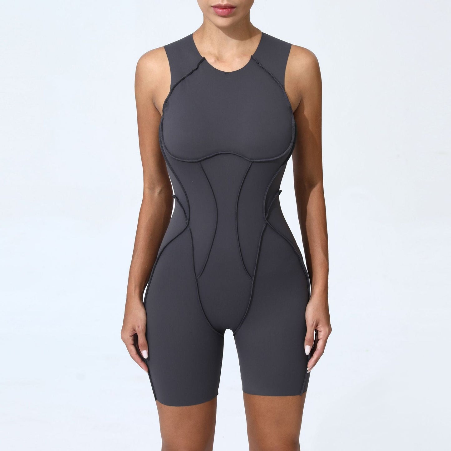 3D Patchwork One-Piece Yoga Jumpsuit – Tight Sportswear