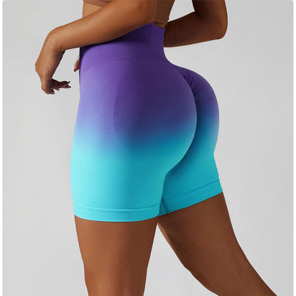 High-Waisted Gradient Yoga Shorts – Seamless Activewear for Women