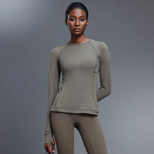 Women’s Long Sleeve Workout Top – Stretch Yoga & Running Tee