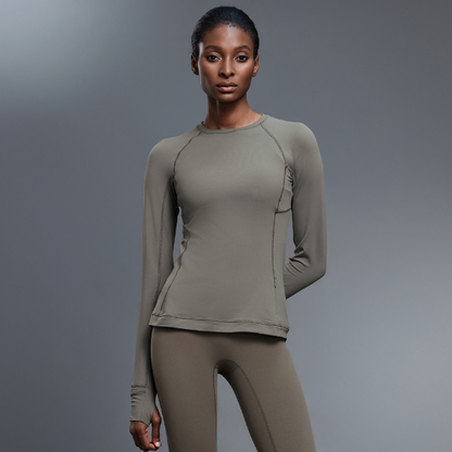 Women’s Long Sleeve Workout Top – Stretch Yoga & Running Tee