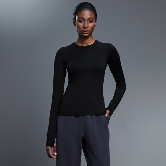 Women’s Long Sleeve Workout Top – Stretch Yoga & Running Tee