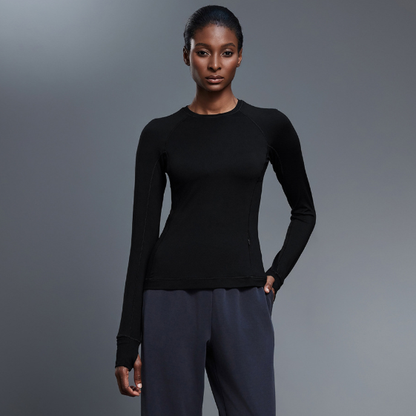 Women’s Long Sleeve Workout Top – Stretch Yoga & Running Tee