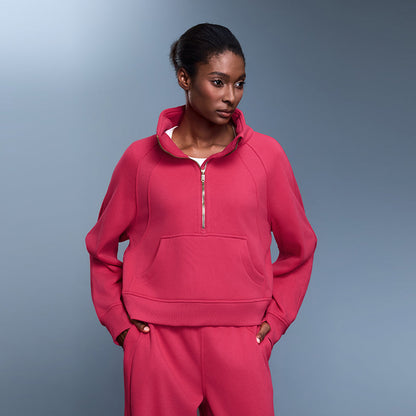 Women’s Fleece-Lined Sports Sweater | Half-Zip Turtleneck Pullover