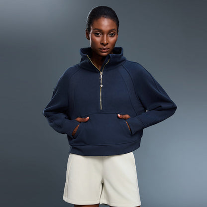 Women’s Fleece-Lined Sports Sweater | Half-Zip Turtleneck Pullover