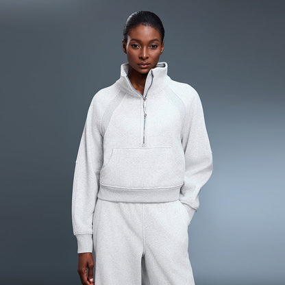 Women’s Fleece-Lined Sports Sweater | Half-Zip Turtleneck Pullover