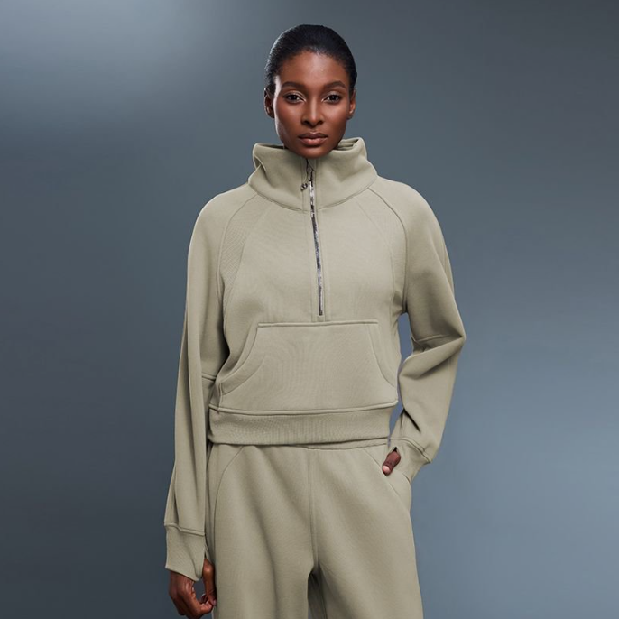 Women’s Fleece-Lined Sports Sweater | Half-Zip Turtleneck Pullover