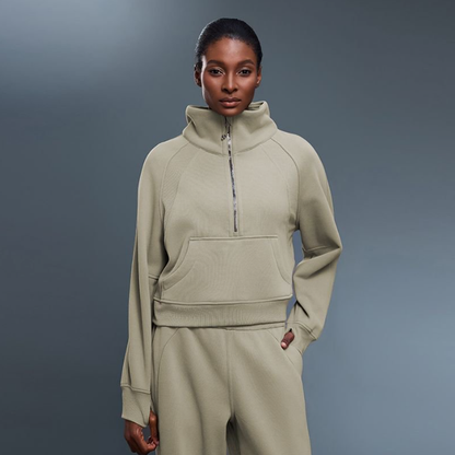 Women’s Fleece-Lined Sports Sweater | Half-Zip Turtleneck Pullover