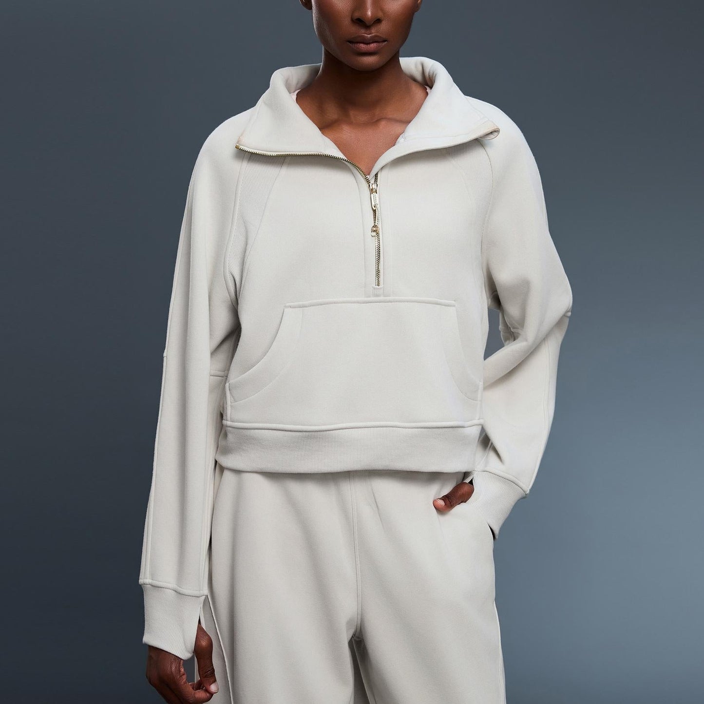 Women’s Fleece-Lined Sports Sweater | Half-Zip Turtleneck Pullover