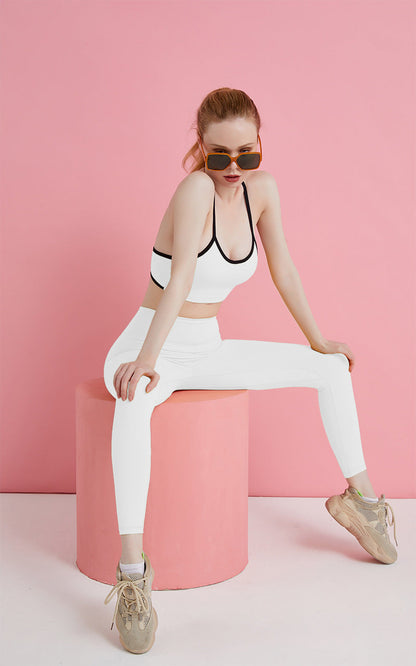 Women’s Nude Yoga Set – Shockproof Sports Bra & Shorts