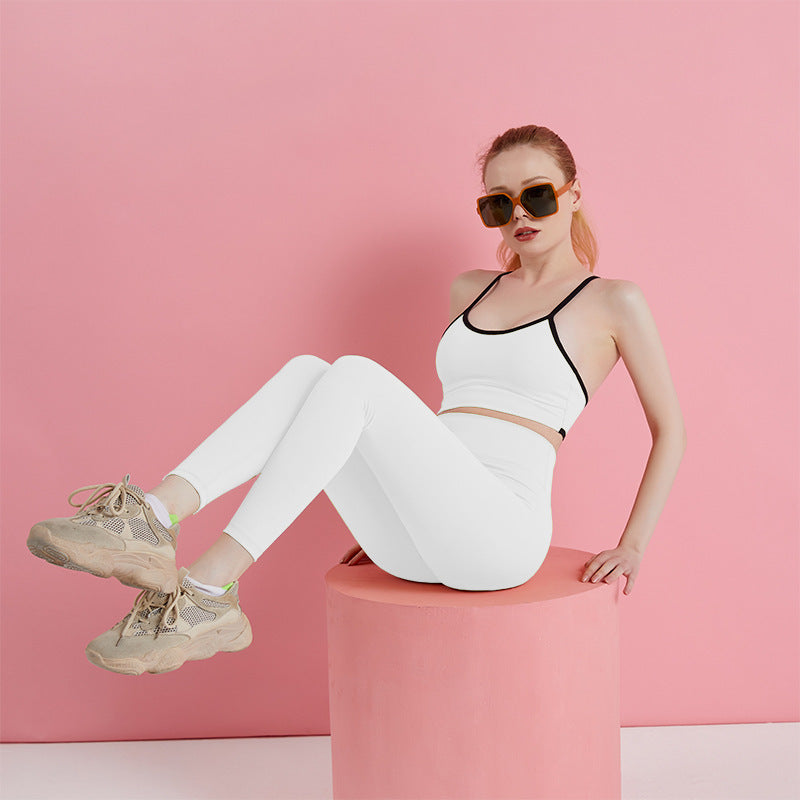 Women’s Nude Yoga Set – Shockproof Sports Bra & Shorts