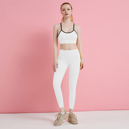 Women’s Nude Yoga Set – Shockproof Sports Bra & Shorts