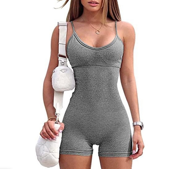 Women’s Spaghetti Strap Yoga Jumpsuit – Fitness Workout Romper