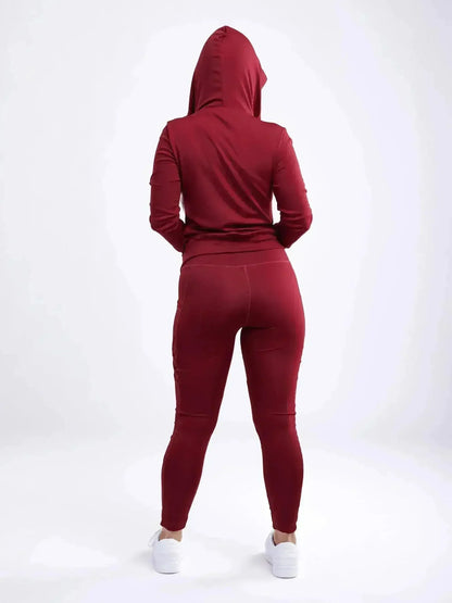 Athletic Fitted Zip-Up Hoodie Jacket with Pockets