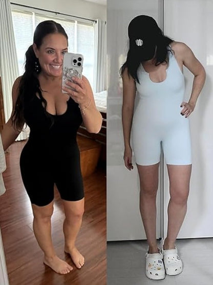 Women’s Ribbed One-Piece Yoga Jumpsuit – Padded, Backless & Tummy Control