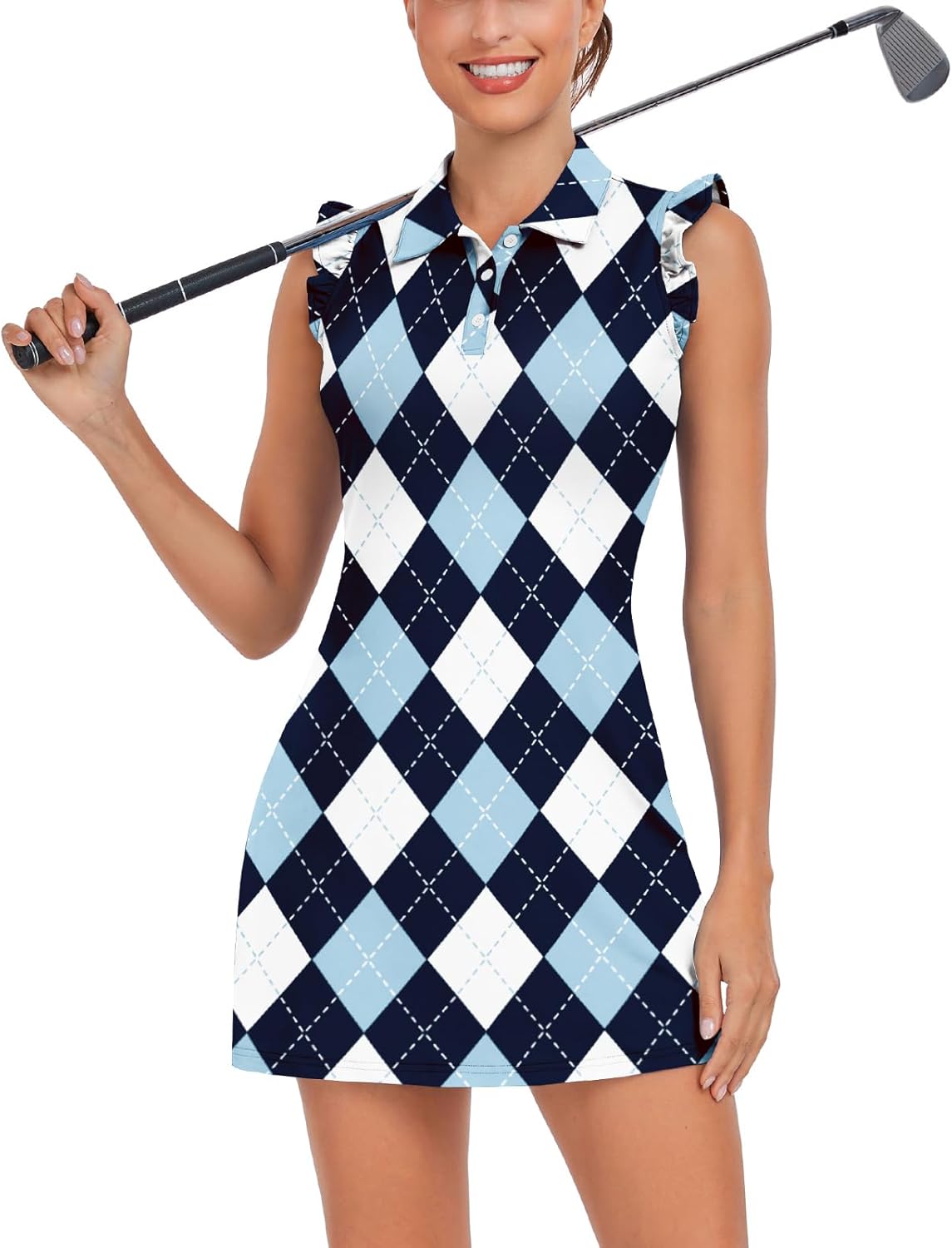 WOWENY Women's Tennis Polo Dress – Sleeveless Athletic Golf Dress with Shorts & Pockets