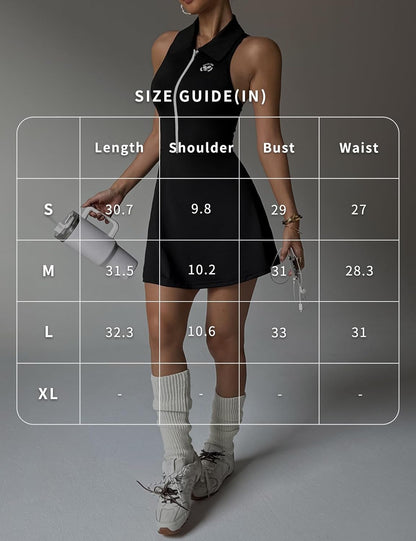 Women’s Tennis & Golf Dress – Polo Collar Racerback with Built-In Shorts