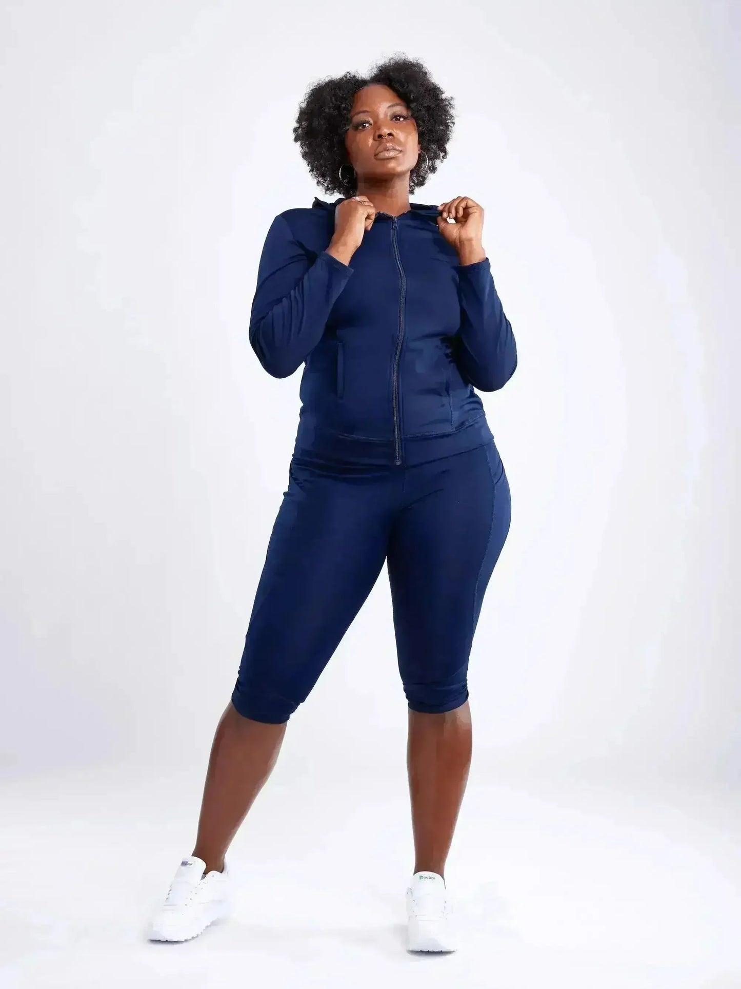 Athletic Fitted Zip-Up Hoodie Jacket with Pockets