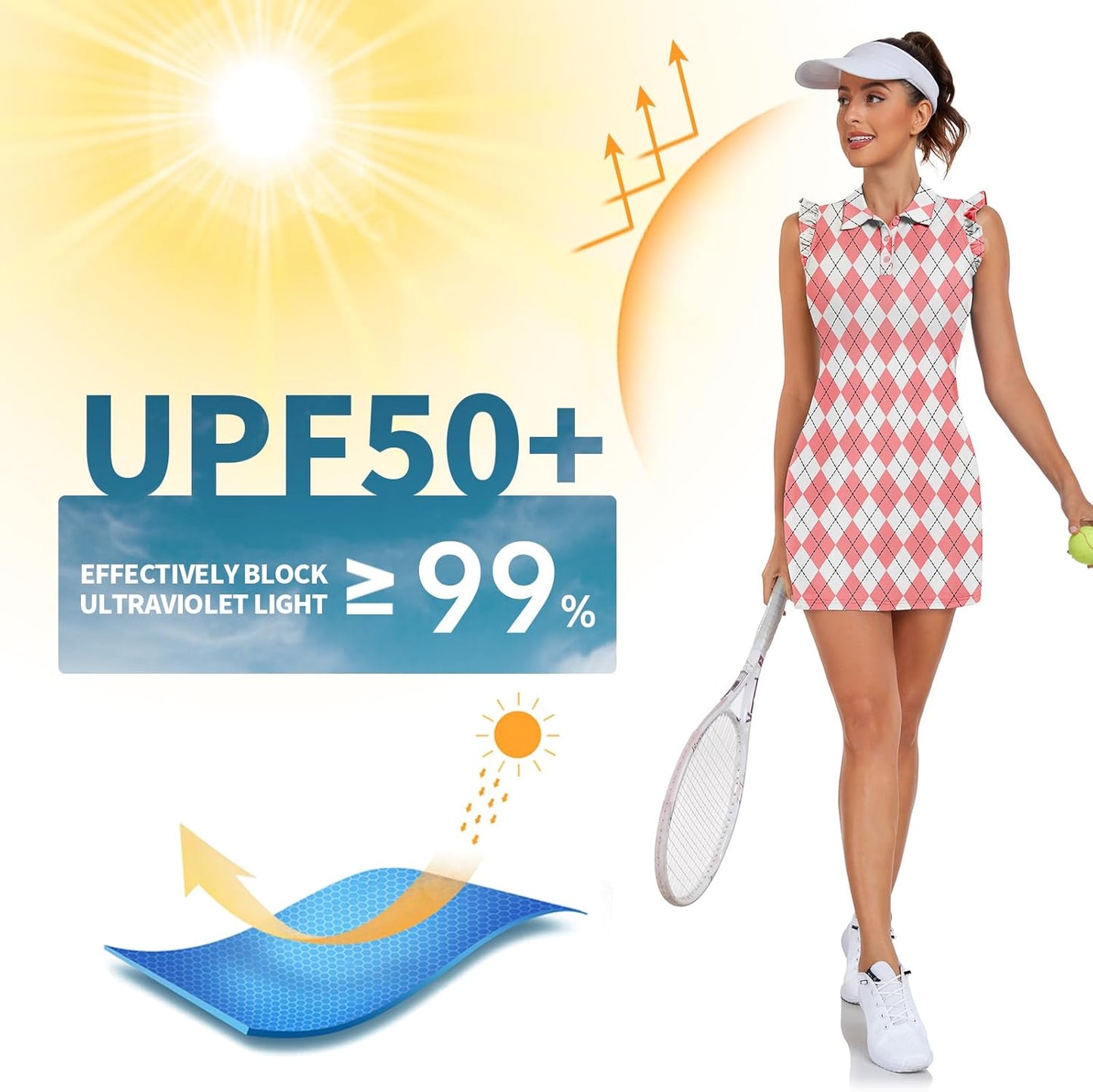 WOWENY Women's Tennis Polo Dress – Sleeveless Athletic Golf Dress with Shorts & Pockets