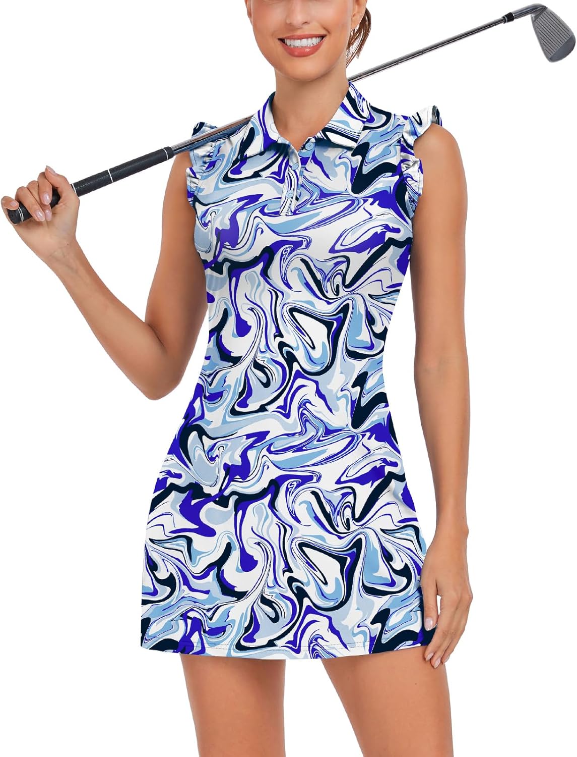 WOWENY Women's Tennis Polo Dress – Sleeveless Athletic Golf Dress with Shorts & Pockets