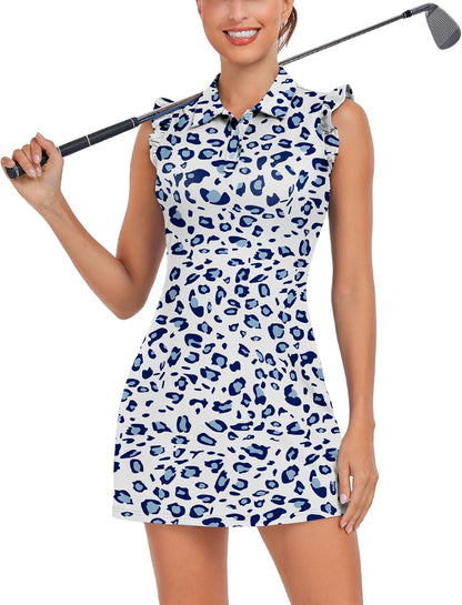 WOWENY Women's Tennis Polo Dress – Sleeveless Athletic Golf Dress with Shorts & Pockets