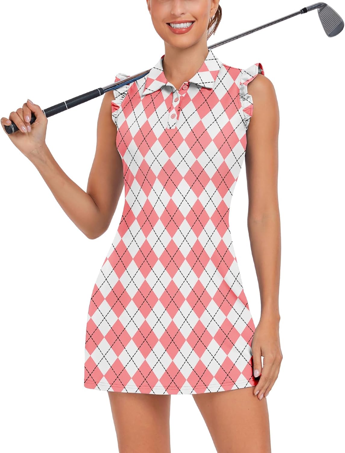 WOWENY Women's Tennis Polo Dress – Sleeveless Athletic Golf Dress with Shorts & Pockets
