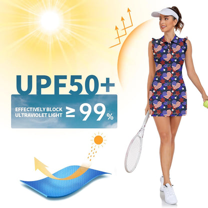WOWENY Women's Tennis Polo Dress – Sleeveless Athletic Golf Dress with Shorts & Pockets