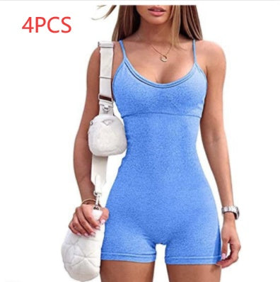 Women’s Spaghetti Strap Yoga Jumpsuit – Fitness Workout Romper