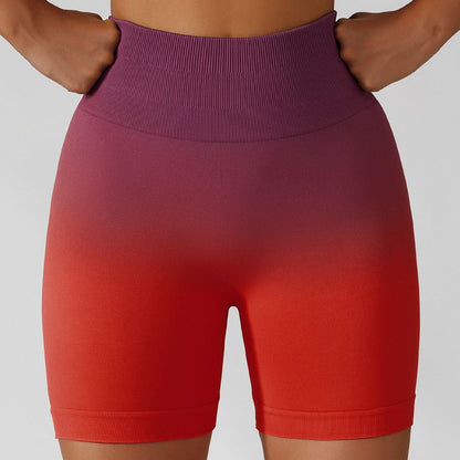High-Waisted Gradient Yoga Shorts – Seamless Activewear for Women
