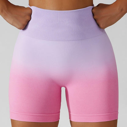 High-Waisted Gradient Yoga Shorts – Seamless Activewear for Women
