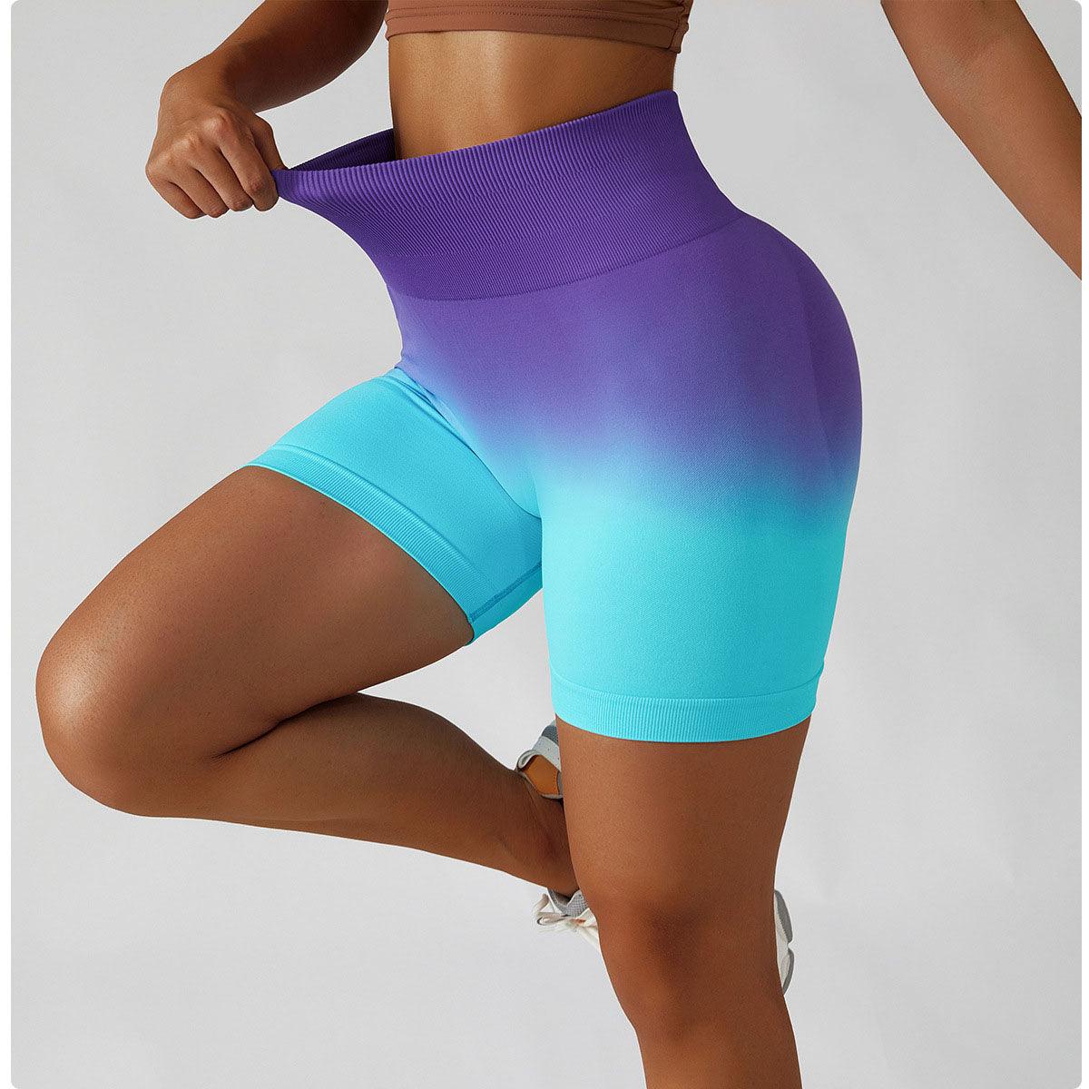 High-Waisted Gradient Yoga Shorts – Seamless Activewear for Women