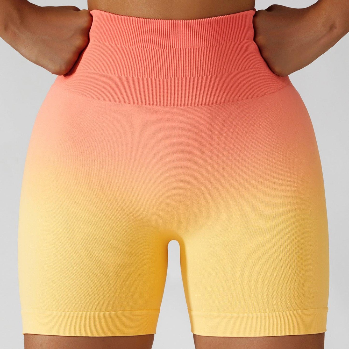 High-Waisted Gradient Yoga Shorts – Seamless Activewear for Women