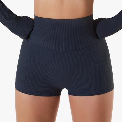 High-Waisted Ribbed Fitness Shorts – Butt Lifting Activewear