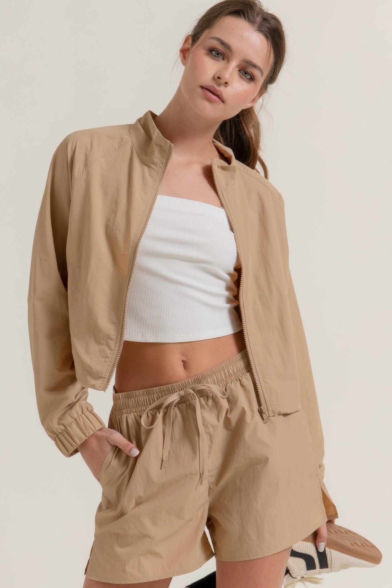 Long Slv Crop Activewear Anorak Jacket