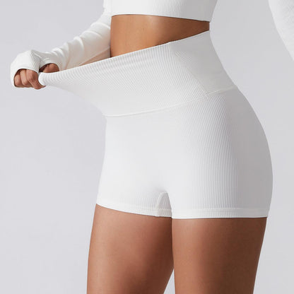 High-Waisted Ribbed Fitness Shorts – Butt Lifting Activewear