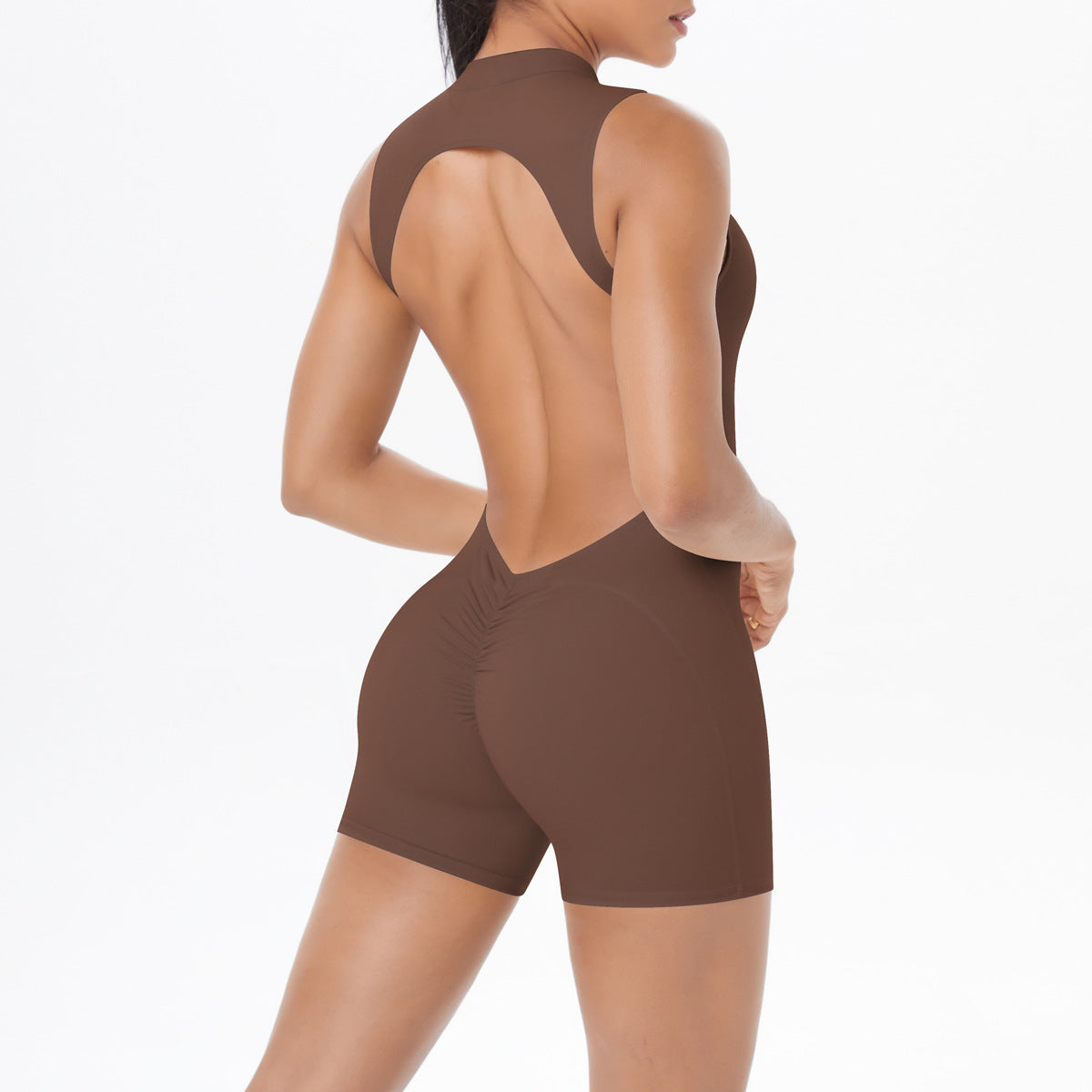 Women’s Sleeveless Cutout Yoga Jumpsuit with Chest Pad