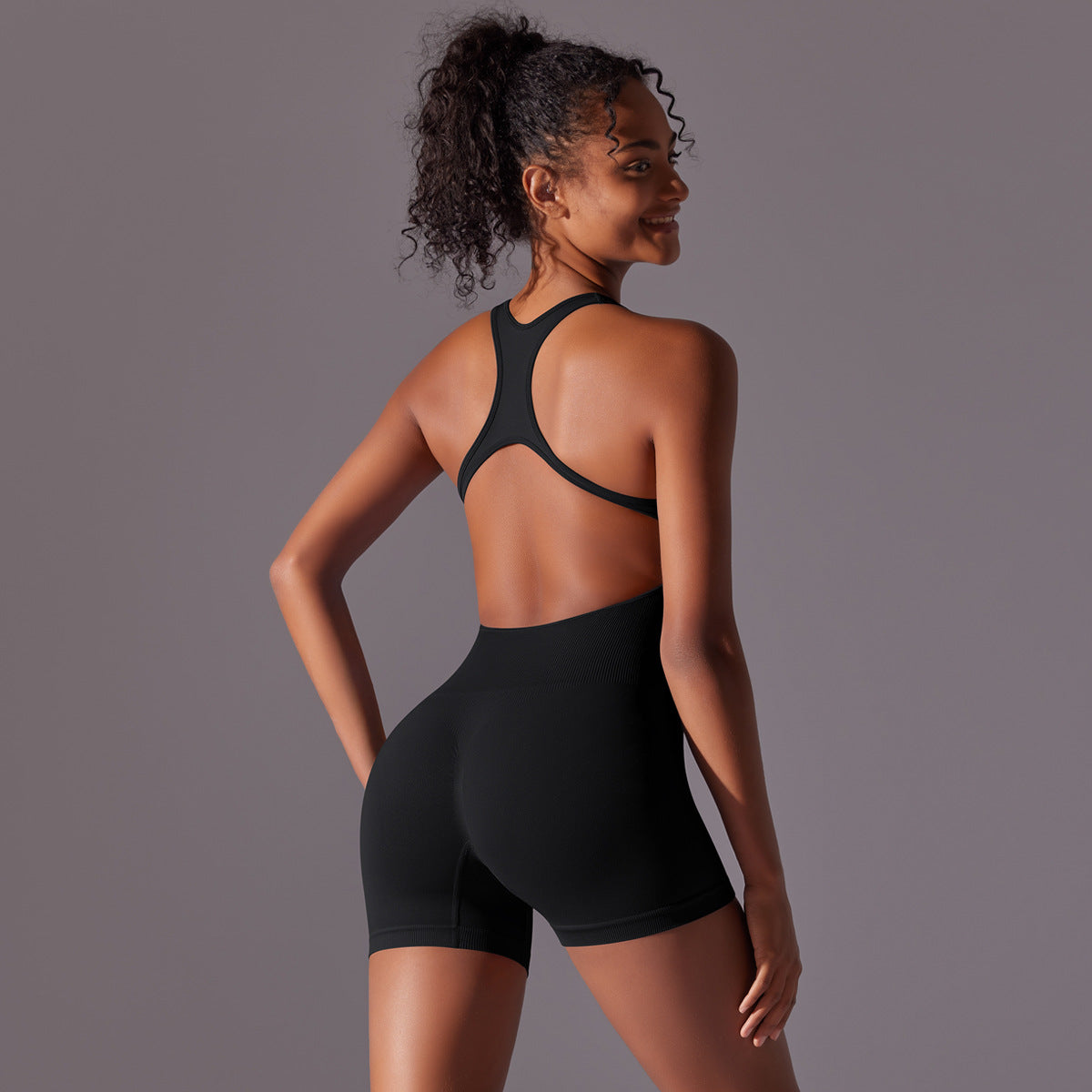 Seamless Yoga Bodysuit for Women – Hip Lift One-Piece Activewear