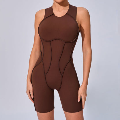 3D Patchwork One-Piece Yoga Jumpsuit – Tight Sportswear