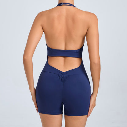 Backless Halter Yoga Jumpsuit with Pockets – Nude Feel Activewear