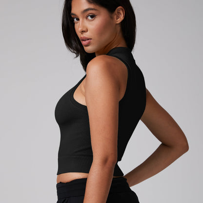 Women’s Half-Zip Yoga Sports Vest – High Elastic Quick-Dry Top