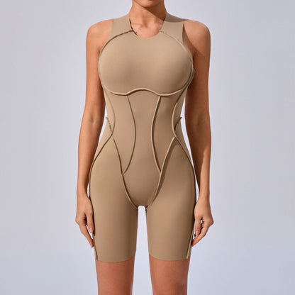 3D Patchwork One-Piece Yoga Jumpsuit – Tight Sportswear