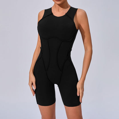 3D Patchwork One-Piece Yoga Jumpsuit – Tight Sportswear