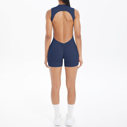 Women’s Sleeveless Cutout Yoga Jumpsuit with Chest Pad