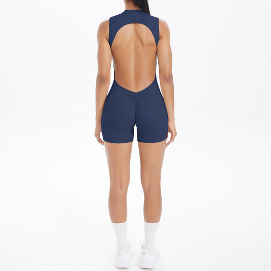 Women’s Sleeveless Cutout Yoga Jumpsuit with Chest Pad