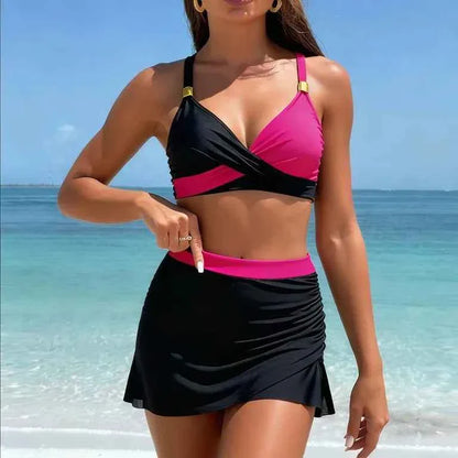 Women's Sporty Mesh Skirt Bikini Set