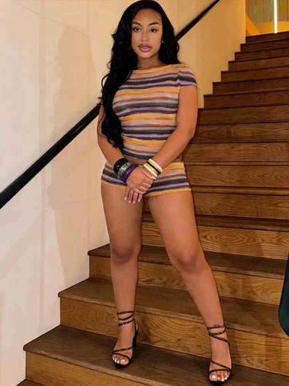 Weird Puss Striped 2 Piece Set Women Chic