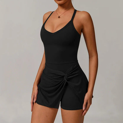 EcoSport Femme: V-Neck Tennis Dress w/ Bra & Shorts