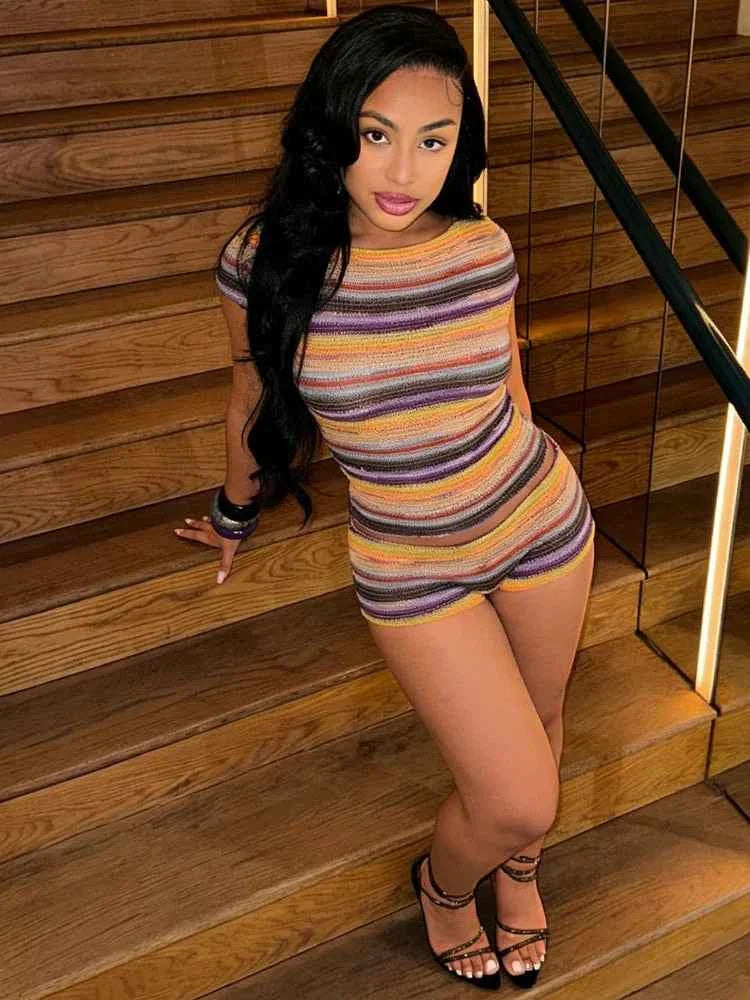 Weird Puss Striped 2 Piece Set Women Chic