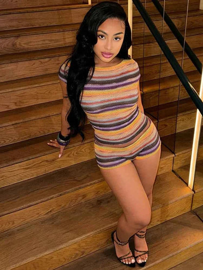 Weird Puss Striped 2 Piece Set Women Chic