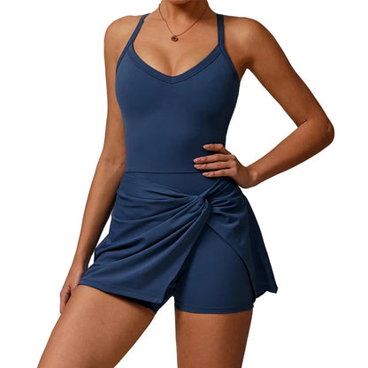 EcoSport Femme: V-Neck Tennis Dress w/ Bra & Shorts